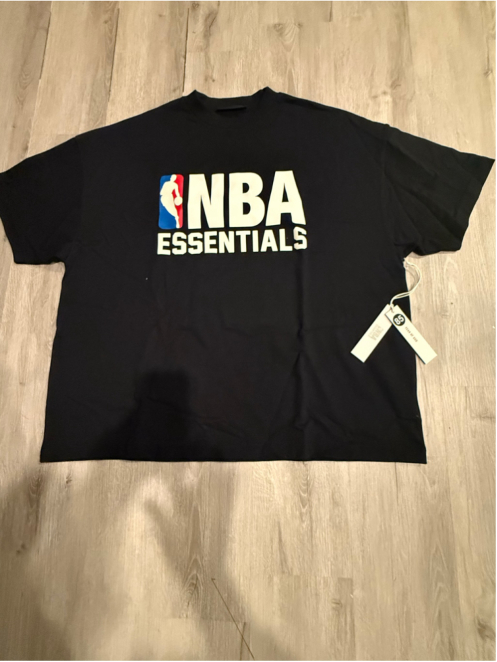 Men's Fear of God Essentials NBA T-Shirt, Size L, Black and White